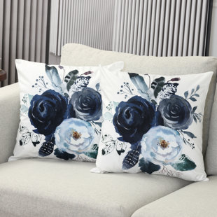 Navy white outlet pillows